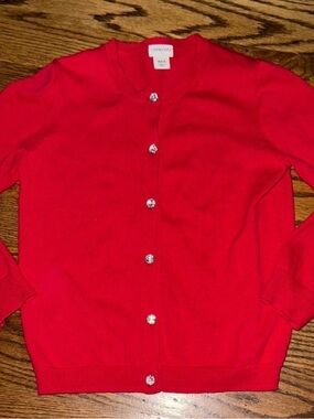 Crewcuts girls red cardigan sweater with gemstone buttons size medium (8/9)